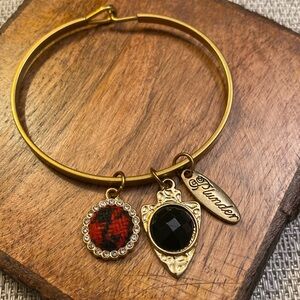 Plunder Bangle Braceletlet with Charms Gold Tone J050